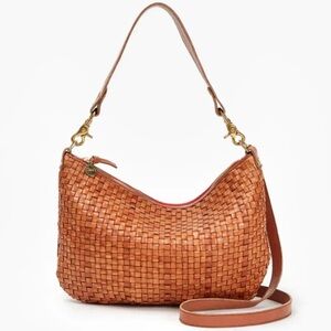 Clare V. Moyen Messenger - Natural woven checker